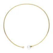 18KYG White South Sea Cultured Pearl Wire Choker Necklace