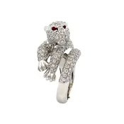 0.04 ct Ruby Round & 2.75 ctw White Diamond Round 18K White Gold Ring Size 7