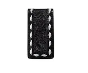 3D Black Floral Embossed Money Clip