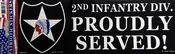 U.S. Army “2ND INFANTRY DIVISION Seal and 2ND INFANTRY DIVISION PROUDLY SERVED WORDS” Bumper Sticker