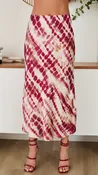 Abstract Tie Dye Silky Midi Skirt