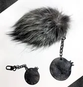 Swarovski Key-chain with removable Fox Fur Tail