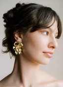 Abstract gilded magnolia earrings, large - Style #2546