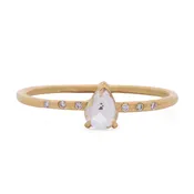 0.42ct Rose Cut Pear Shaped Prong Set Diamond Ring