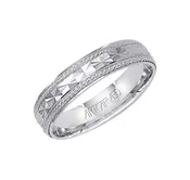 11-WV5021-G - ARTCARVED - Comfort Fit wedding band with engraved design, rope detailing and rolled edges