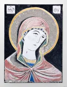 Mother of God after Andronicus Theotokos II - Sgraffito Fresco Icon