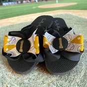 Baseball Glitter Bow Flip Flops, Match Team School Colors