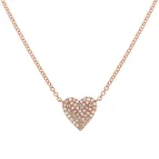 14k Rose Gold 9mm Heart Diamond Necklace .15ctw