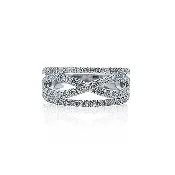 10K White Gold 0.50CTW Diamond Pavé Crossover Ring