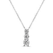 10K White Gold Three Stone Lab Grown Diamond Necklace | 1.00 CTW