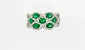 18K White Gold Emerald and Diamond Band