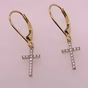 10K Diamond Dangle Cross Earrings