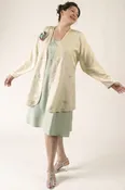 Dressy Jacket Ivory Pastels Embroidered Floral Silk 14/16