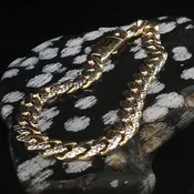 10K Two Tone Diamond Cut Cuban Link Bracelet 8”