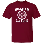 Hillman College Short Sleeve T Shirt(white or burgundy lettering)