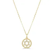 14K Gold & Diamond Star of David Charm Necklace