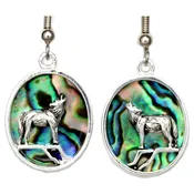 Abalone Inlay Silver-Plated Wolf Earrings