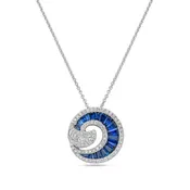 Charles Krypell 18k White Gold Precious Pastel Swirl Sapphire and Diamond Pendant Necklace