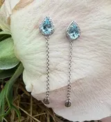 Adjustable Topaz & Sapphire Halo Dangle Earrings — ROGERS & CO. fine jewelry and design: Missoula, MT: Jewelry Store, Engagement Rings, Chalet Jewelers