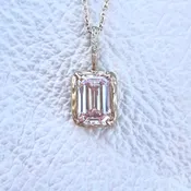 2 CT Pink Emerald Cut Lab Grown Diamond Necklace