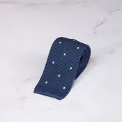 Azure Blue Mini Polka Dot Knit Silk Tie by Robert Jensen