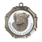 Australian Shepherd Dog Id Tag Antique Silver Finish