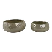 10" / 12" Iridescent Bowl Planters (Set of 2) - Green