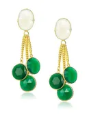 18K Gold Plated Triple Stone Chandelier Gemstone Earrings