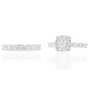 .50 CT Center Diamond with Halo Engagement Ring & Band