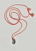 Sea Stone Pendant on Coral Silk Cord