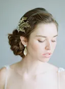 Antique gold leaf and rhinestone earrings - Style #7015