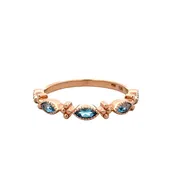 14k Rose Gold Marquise Blue Topaz Band – Size 6.75