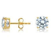 2 Carat Round Brilliant Diamond Studs – 14K Yellow Gold