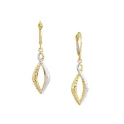 10K Two-Tone Figure 8 Marquise Drop Earrings