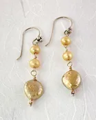 Champaign Coin Pearls Earrings
