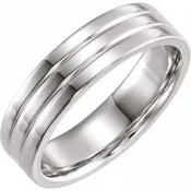 10K White 6 mm Ridged Band Size 4
