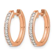 14K Rose Gold Diamond Hoop Earrings - 0.25 CTW Round Diamonds