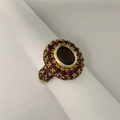 Ladies YG Garnet Cluster Ring