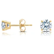 1 Carat Round Brilliant Diamond Studs – 14K Yellow Gold