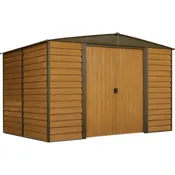 Arrow Woodridge 10 ft. x 8 ft. Metal Storage Shed with Woodgrain Finish