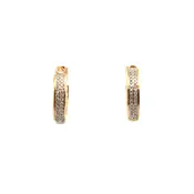 14K Rose Gold Double Row Diamond Huggie Earrings