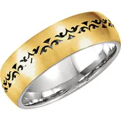 12.5 > Band > Comfort-Fit > Pierced > Laser > 7mm > Two-Tone > 14kt