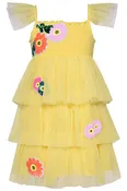3-TIER MESH TUTU DRESS W/ FLOWER TRIM DETAIL