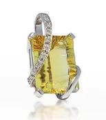 14kt White Gold Citrine & Diamond Pendant