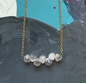 Lula 'n' Lee- 14K Gold Filled chain necklace with Rose Quartz bubble gemstone bar