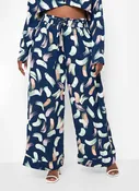 Posh Printed Wide Leg Pants - Navy