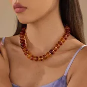 Amber Barrel Bead Necklace