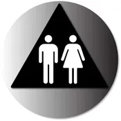 ADA and California Title 24 Unisex Restroom Door Sign in Brushed Aluminum