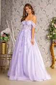3 d butterfly bead sheer bodice mesh a line long dress GLGL3296