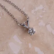 0.07 CT Round Diamond Pendant Necklace in 14K White Gold, 18 Inch